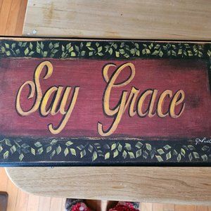 say grace wall decor signed grace pullen 17x9 nice for kitchen or dining room